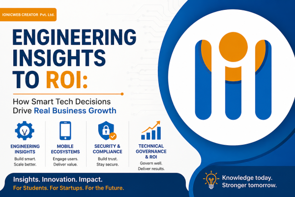 Thumbnail showing Engineering Insights to ROI with business growth, mobile ecosystem, security, and technical governance concepts
